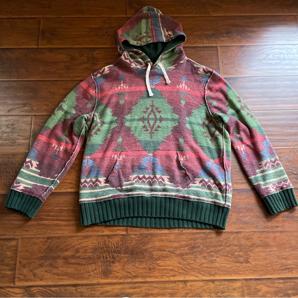 Rare Polo Ralph lauren vintage thermal sweater hoodie Navajo Aztec western xl